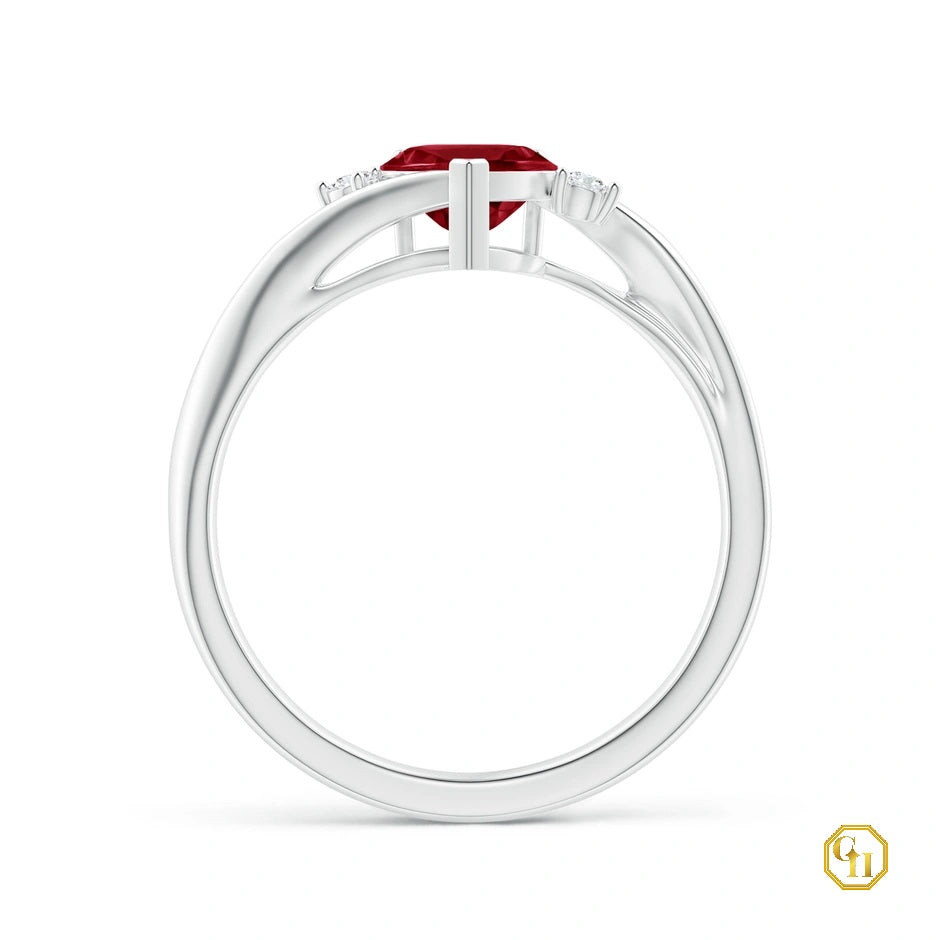 10k Gold Rose Gold Ring Heart Shaped Garnet Promise Ring Moissanite Ring With Red Diamond Wedding Ring