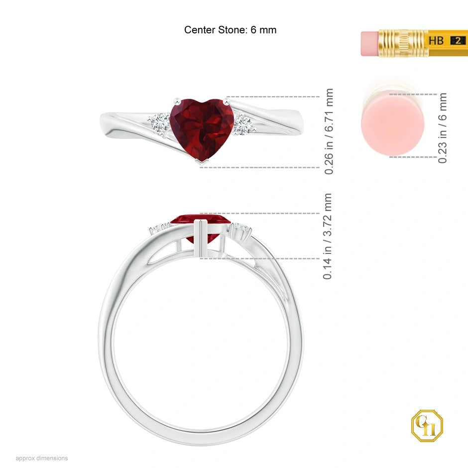 10k Gold Rose Gold Ring Heart Shaped Garnet Promise Ring Moissanite Ring With Red Diamond Wedding Ring