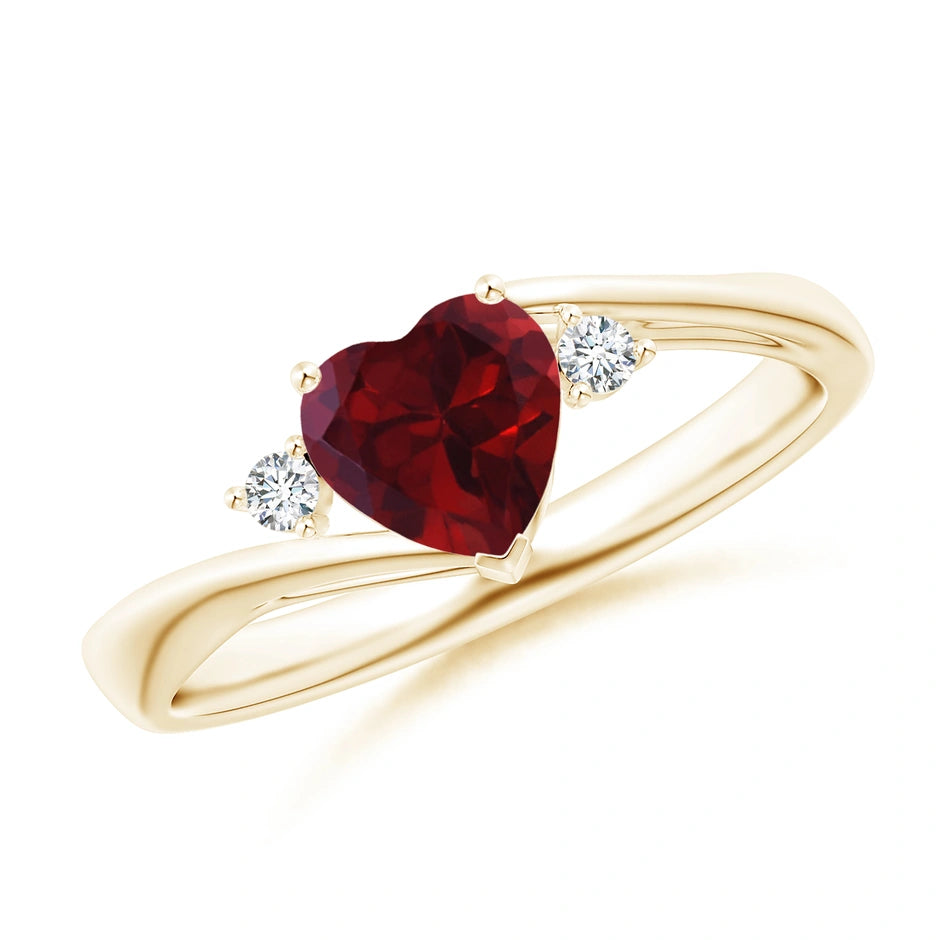 10k Gold Rose Gold Ring Heart Shaped Garnet Promise Ring Moissanite Ring With Red Diamond Wedding Ring