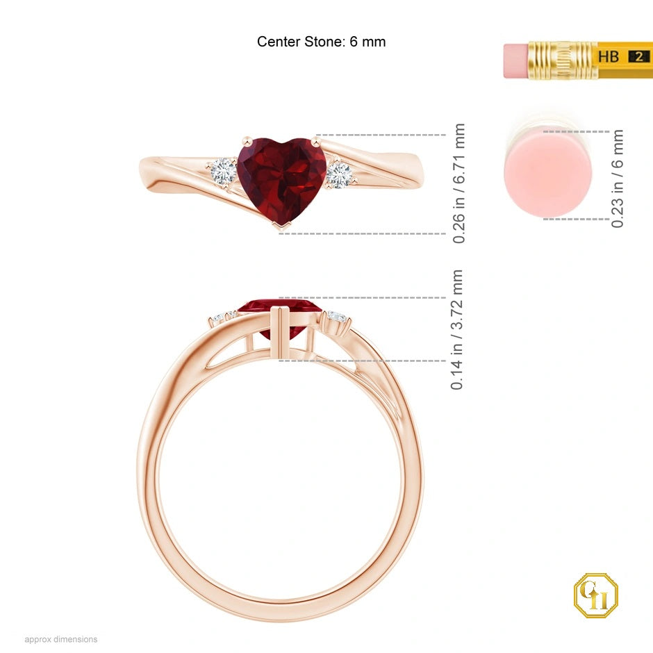 10k Gold Rose Gold Ring Heart Shaped Garnet Promise Ring Moissanite Ring With Red Diamond Wedding Ring