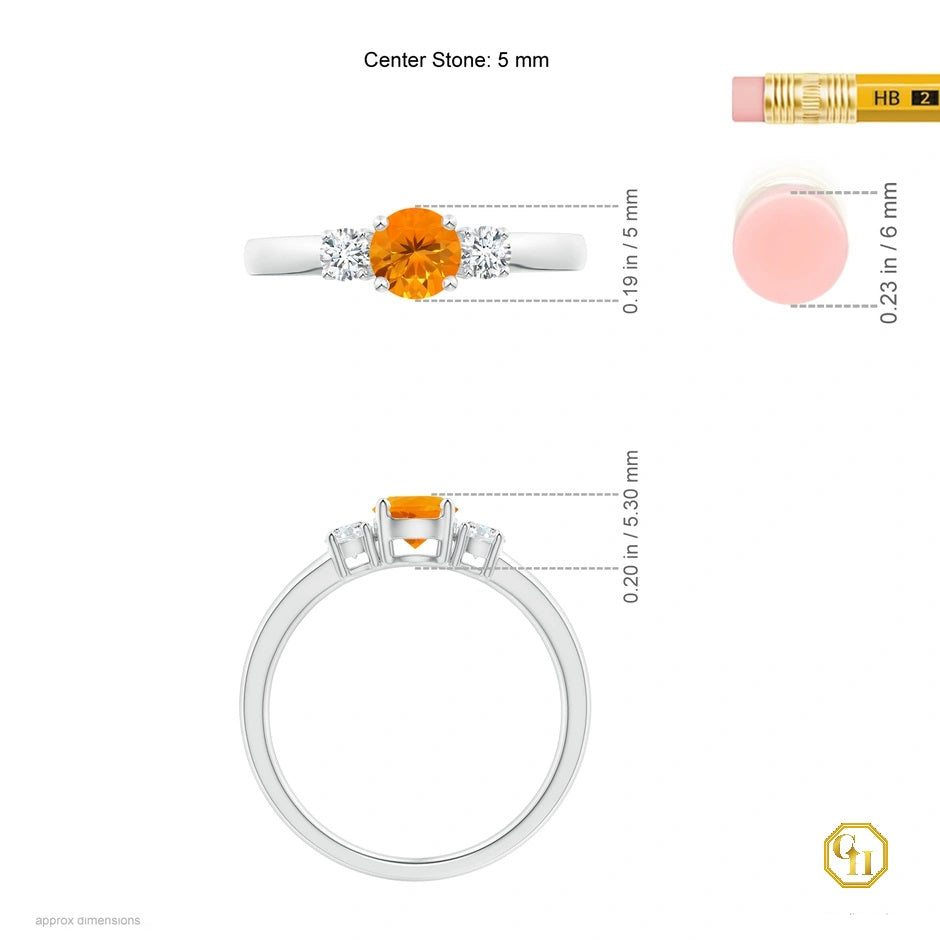 18k Gold Fire Opal and Diamond Ring Three Stone Engagement Birthstone Ring, Moissanite Ring