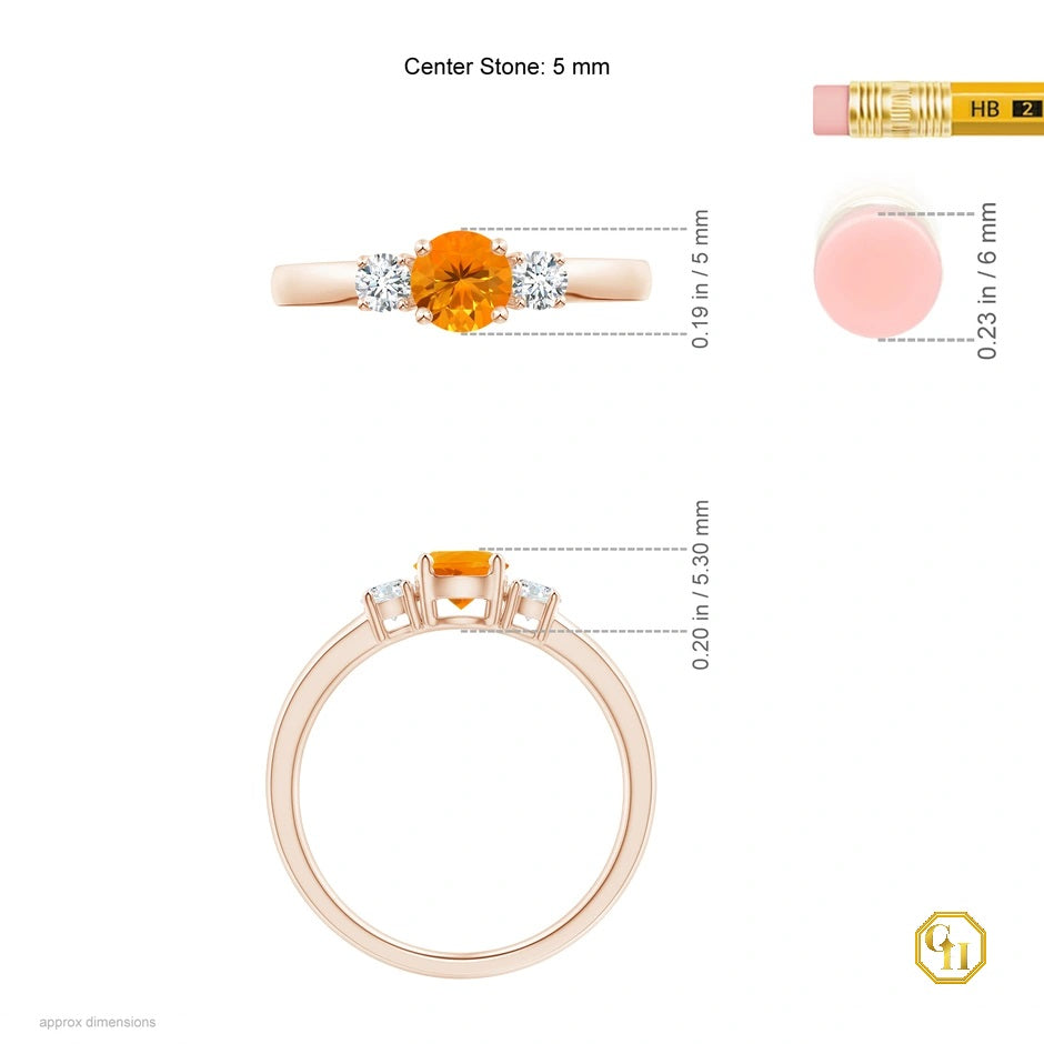 18k Gold Fire Opal and Diamond Ring Three Stone Engagement Birthstone Ring, Moissanite Ring