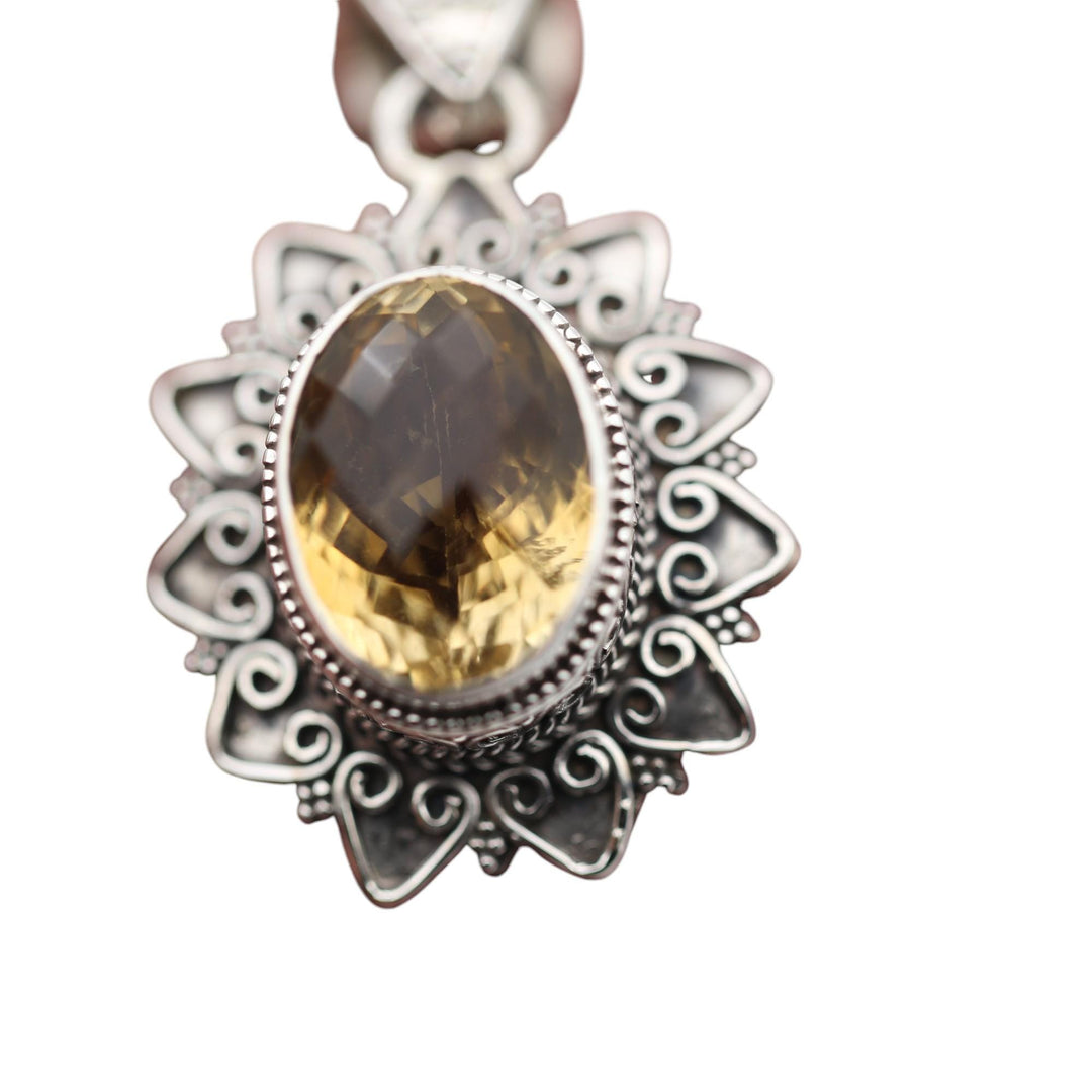 925 Sterling Silver Yellow Onyx Pendant Necklace, Fashion pendent, Victorian Pendent, Unique Pendent, Boho Pendant, Mothers day gift