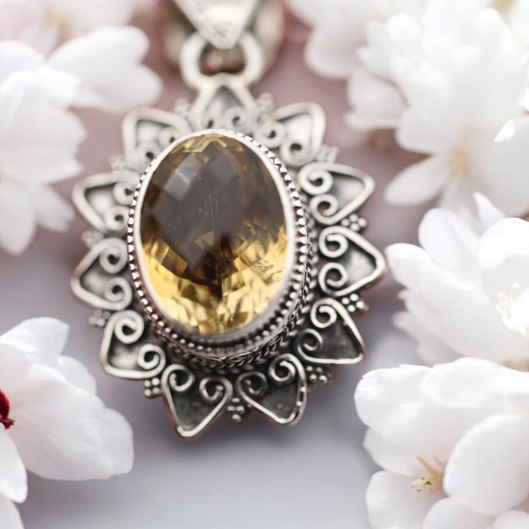 925 Sterling Silver Yellow Onyx Pendant Necklace, Fashion pendent, Victorian Pendent, Unique Pendent, Boho Pendant, Mothers day gift