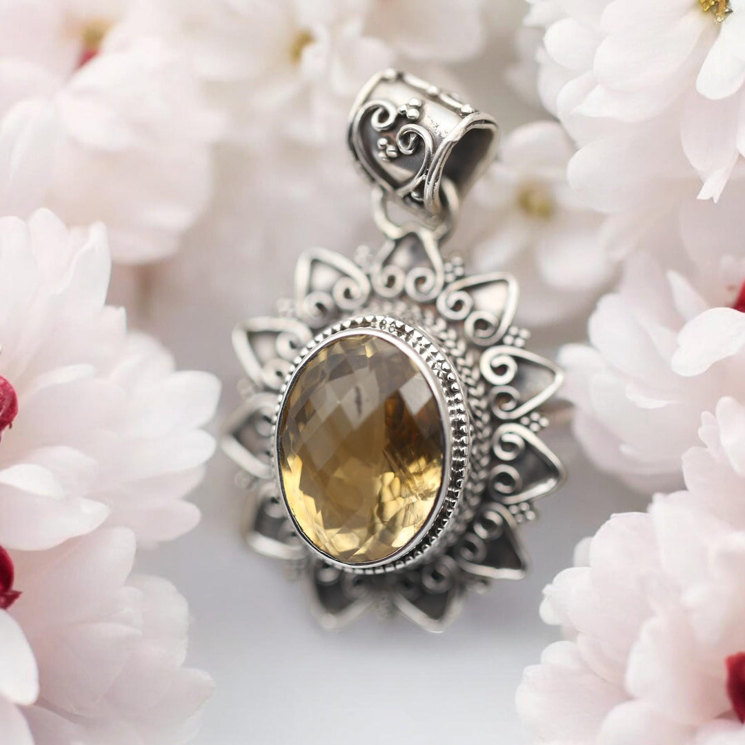 925 Sterling Silver Yellow Onyx Pendant Necklace, Fashion pendent, Victorian Pendent, Unique Pendent, Boho Pendant, Mothers day gift