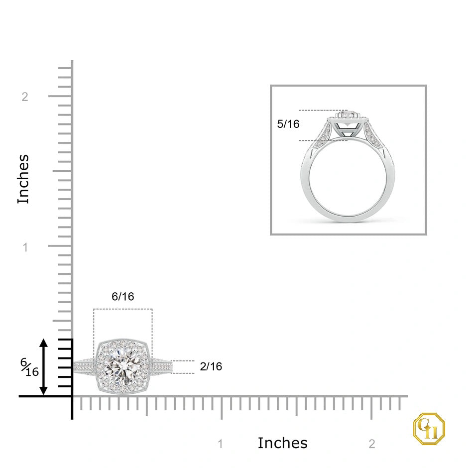 14K Rose Gold Cushion Diamond Ring with Migraine | Cocktail Ring, Moissanite Engagement Ring 14k Gold