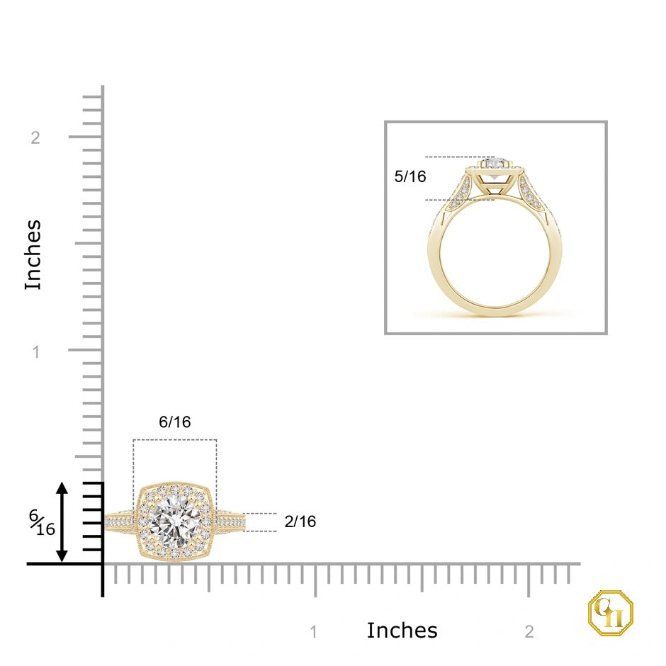 14K Rose Gold Cushion Diamond Ring with Migraine | Cocktail Ring, Moissanite Engagement Ring 14k Gold