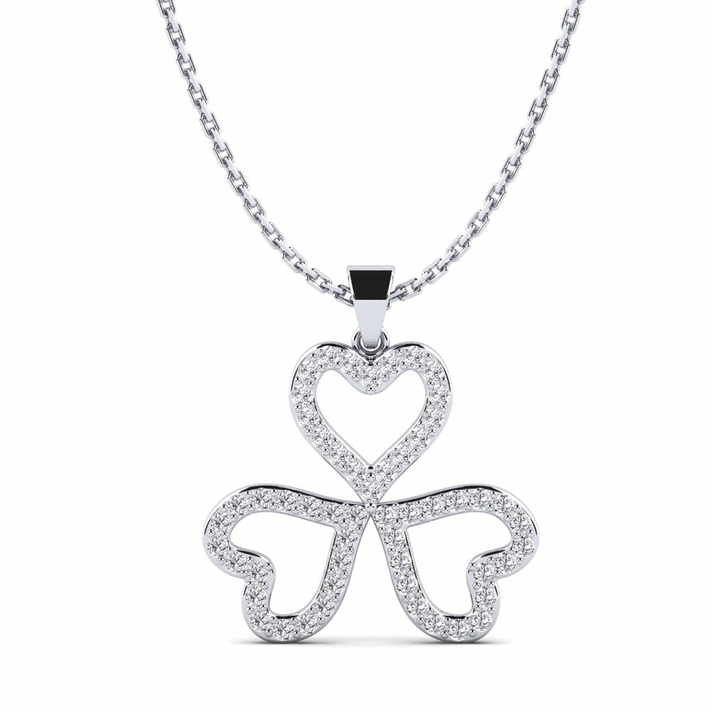 Open Pave Diamond 3 Leaf Clover Pendant Necklace | 925 Sterling Silver | Handcrafted | For Women & Girls | Best Gift for Her