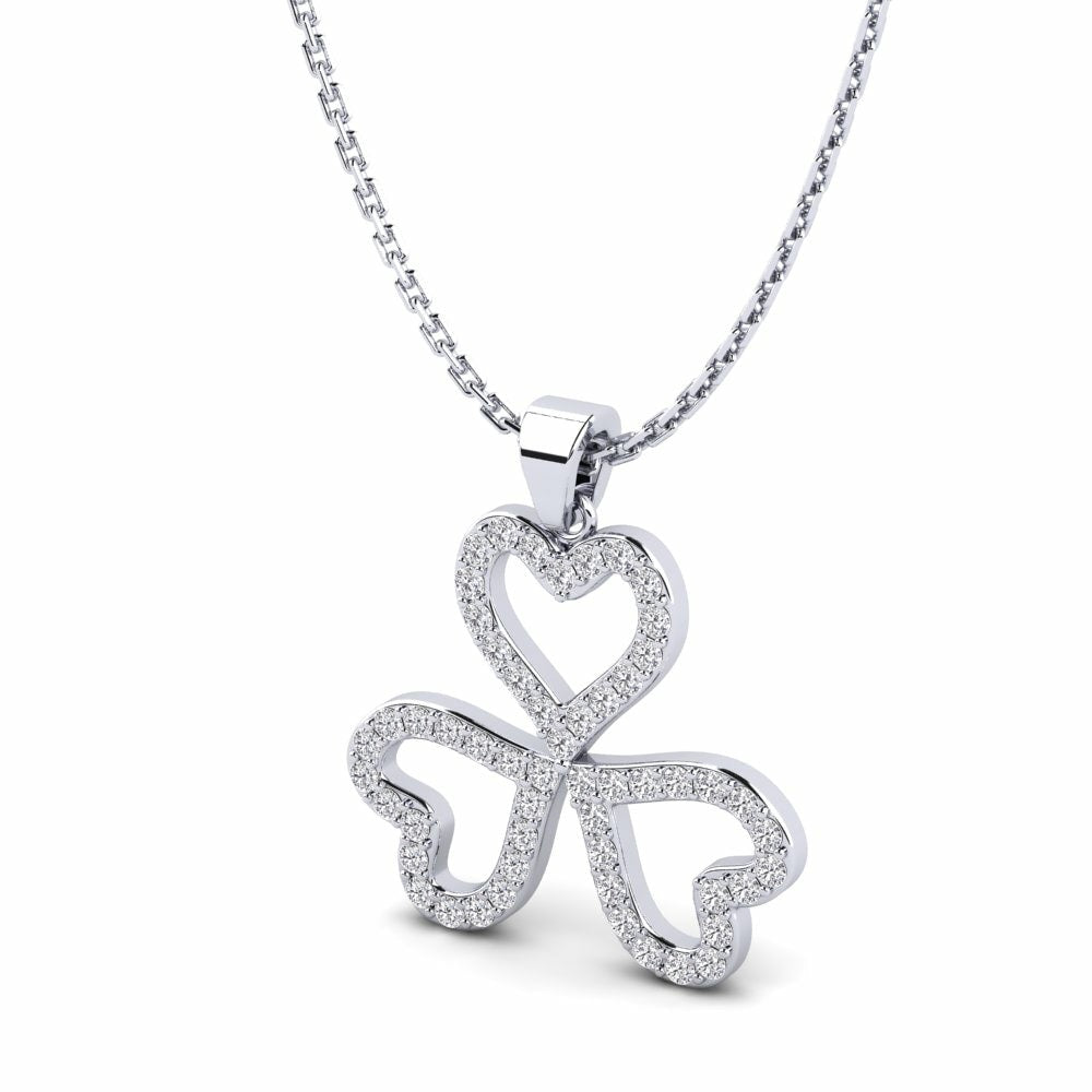 Open Pave Diamond 3 Leaf Clover Pendant Necklace | 925 Sterling Silver | Handcrafted | For Women & Girls | Best Gift for Her