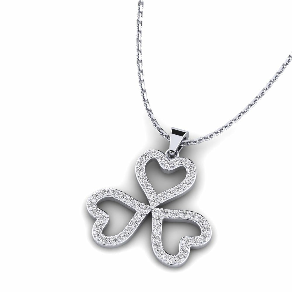 Open Pave Diamond 3 Leaf Clover Pendant Necklace | 925 Sterling Silver | Handcrafted | For Women & Girls | Best Gift for Her